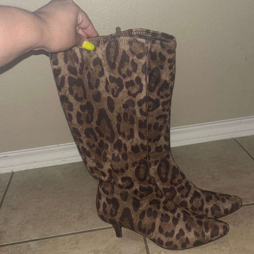 Leopard print boots size 7